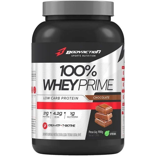 100% Whey Prime 900g Body Action, Baunilha, Chocolate e Morango